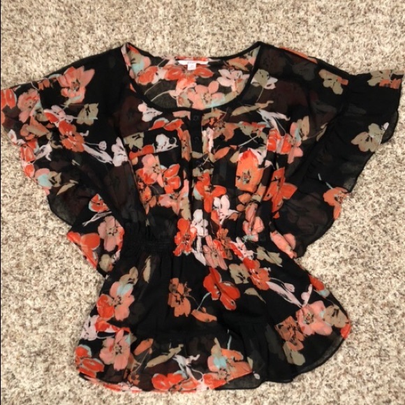 Black floral top - Picture 5 of 5